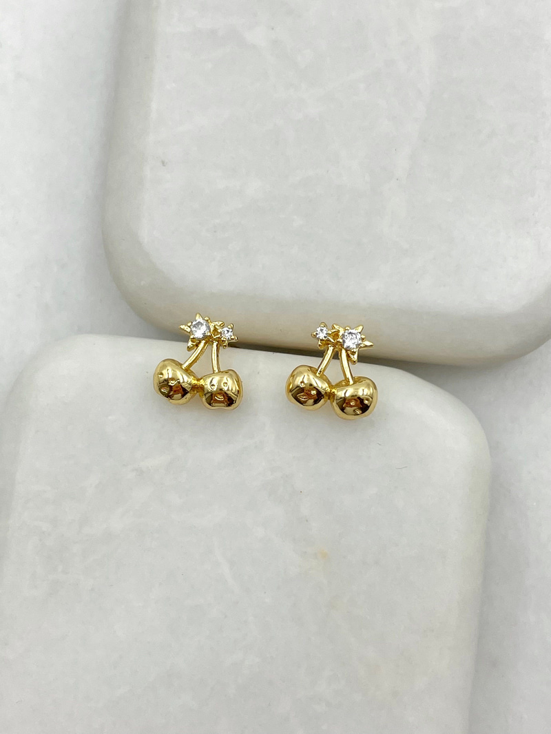 Özel Seri Minimal Kiraz Küpe 0.9 cm Gold