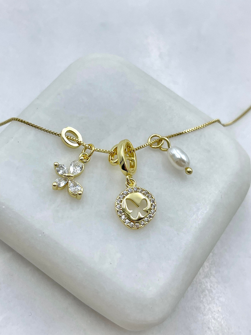 Altın Kaplama Minimal Kelebek Charmlı Zincir Kolye Gold