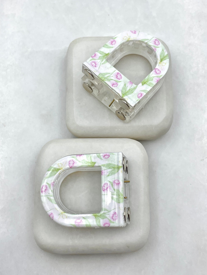 Çiçek Desenli Magnet Lock Toka Toz Pembe
