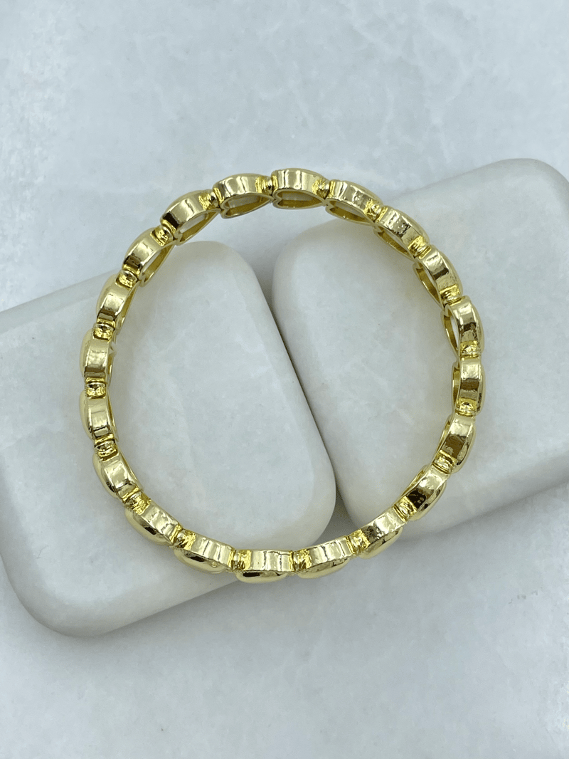 Altın Kaplama Minimal İşlemeli Kalp Model Esnek Bileklik Gold