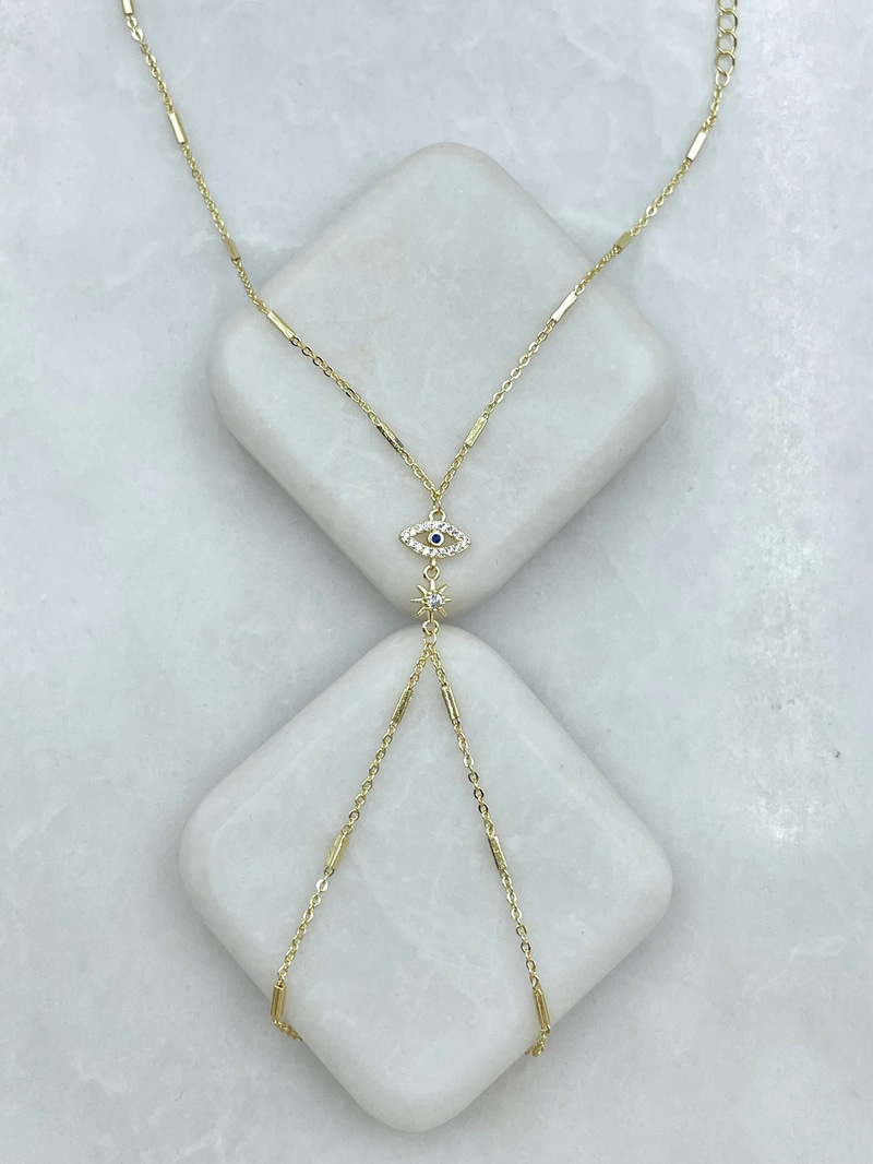 Altın Kaplama Gömme Taşlı Güneş ve Göz Model Şahmeran Gold