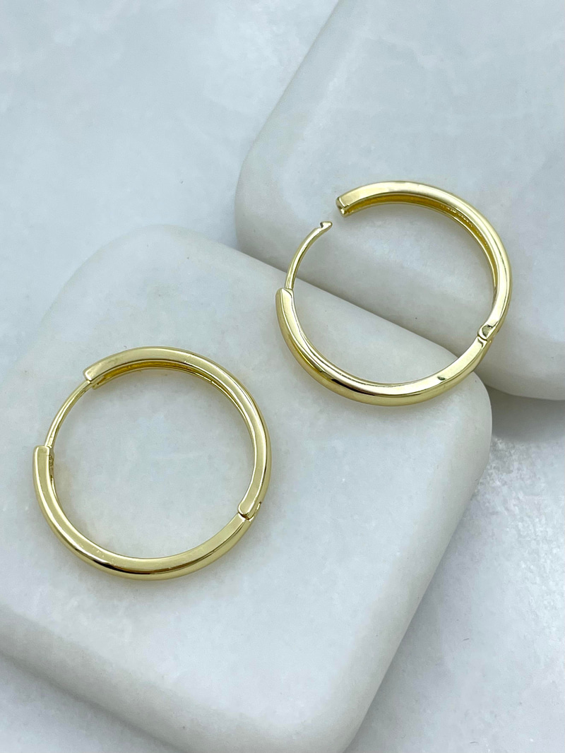 Altın Kaplama Köşeli Basic Halka Küpe 2.5 cm Gold