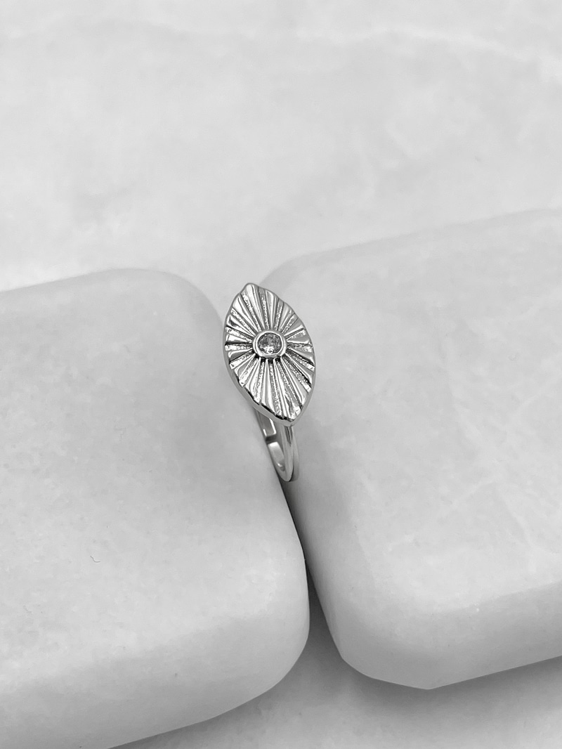 Altın Kaplama Kristal Taşlı Güneş Model Serçe Parmak Yüzüğü Gümüş