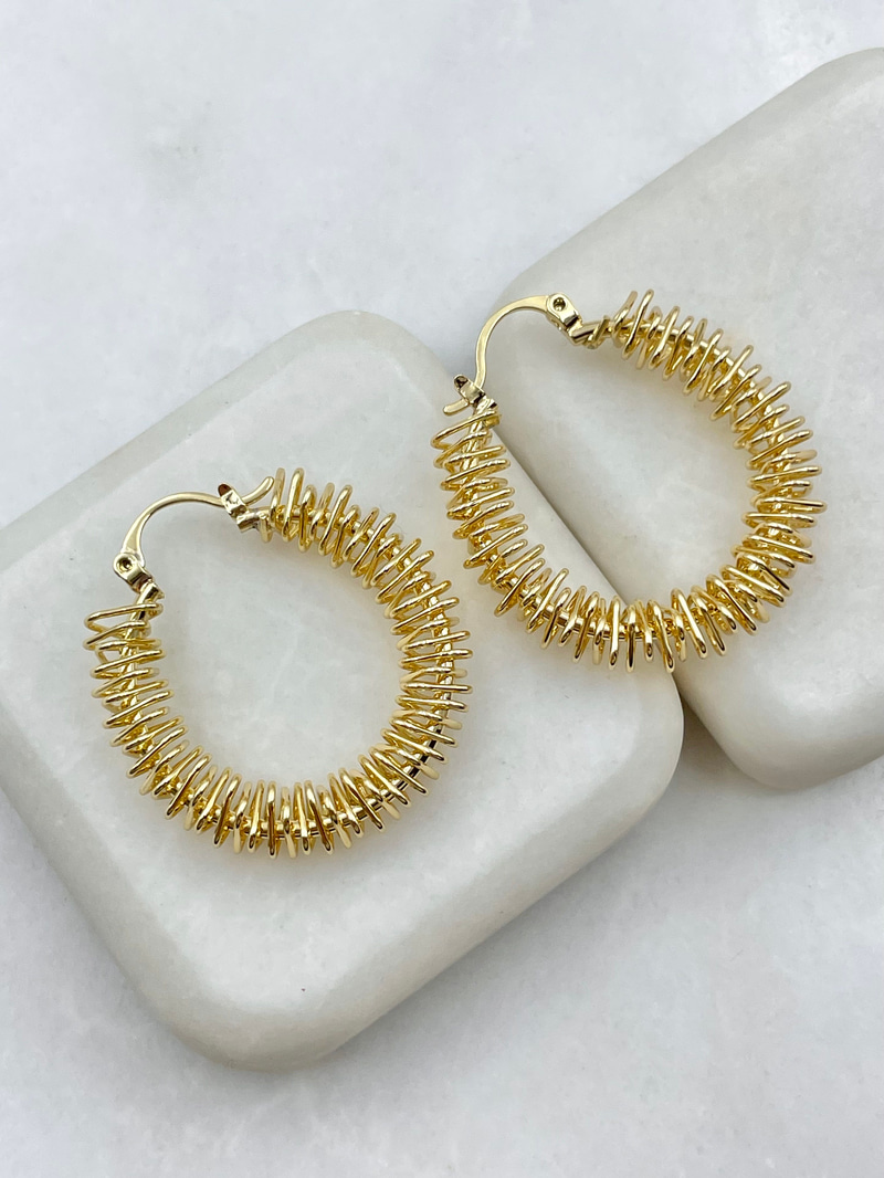 Sarmal Tel Halka Küpe Gold