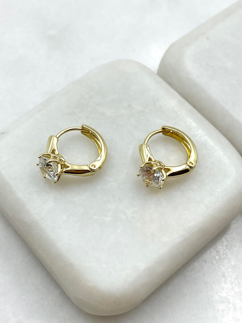 Özel Seri Tektaş Halka Küpe 1.3 cm Gold