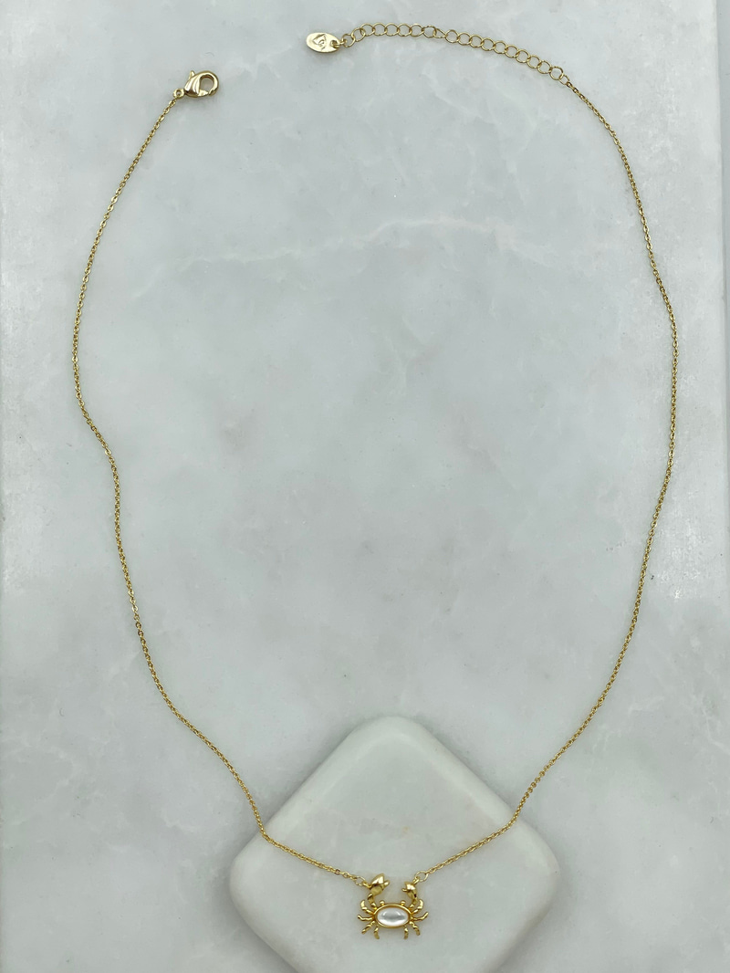 Opal Taşlı Yengeç Kolye Gold
