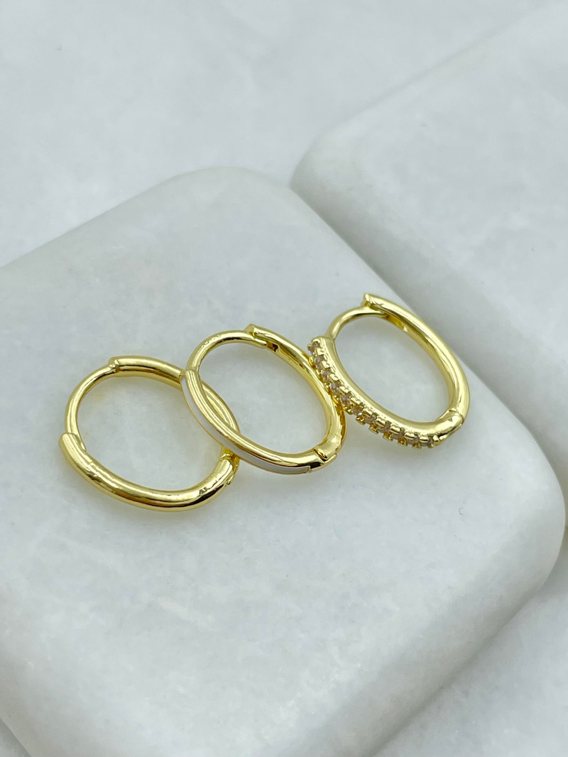 Altın Kaplama Altılı Mineli ve Gömme Taşlı Set Küpe Gold