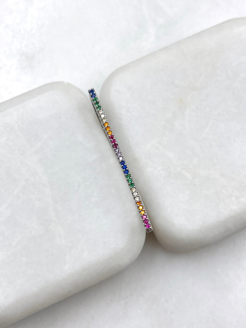 Altın Kaplama Renkli Gömme Taşlı Kulak Üstü Küpe Gümüş