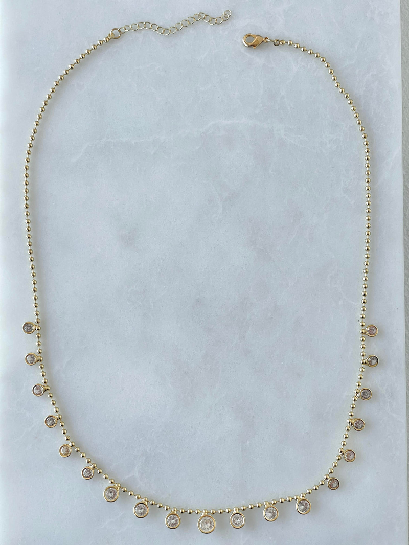 Altın Kaplama Kristal Daire Sallantılı Kolye Gold