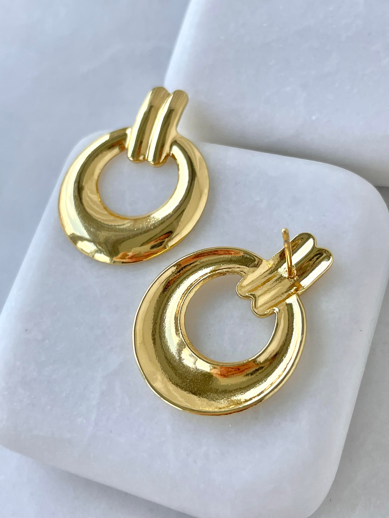 Çelik Daire Küpe Gold