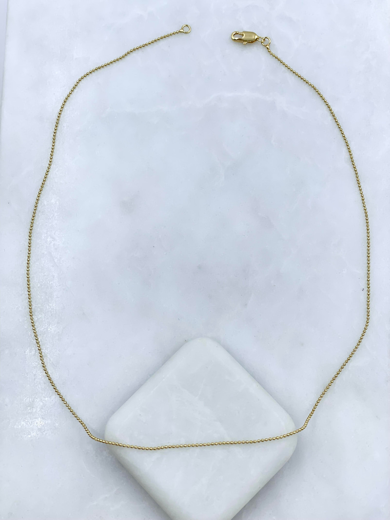 Altın Kaplama Minimal Topçuk Zincir Kolye 45 cm Gold