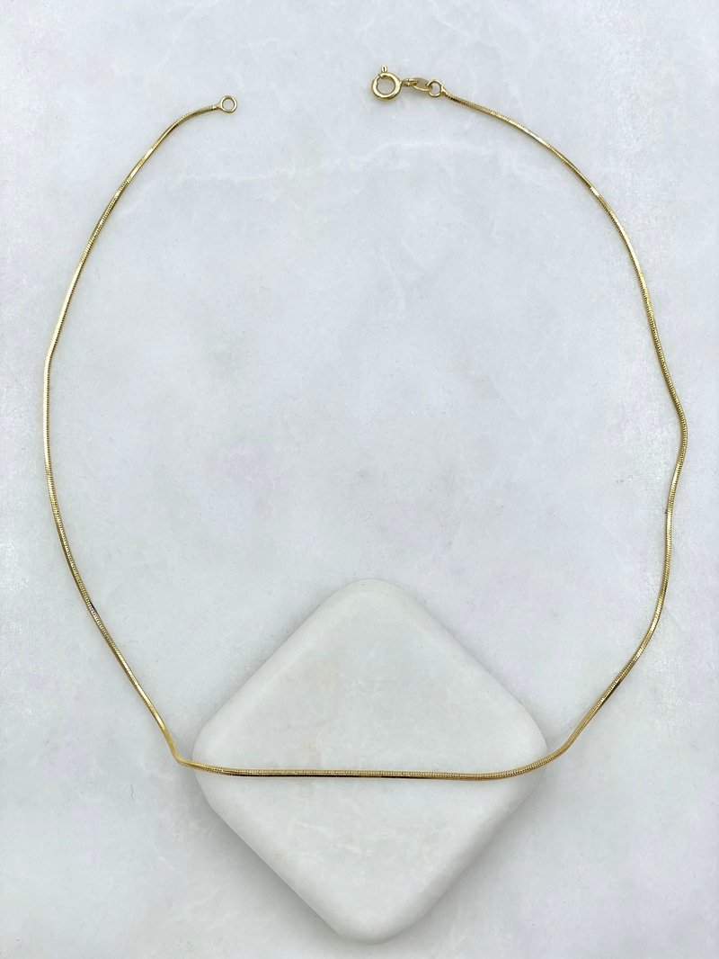 Özel Seri Minimal Küp Yılan Zincir Kolye 40 cm Gold