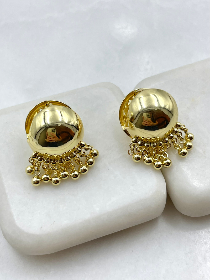 Topçuk Sallantılı Etnik Daire Küpe Gold