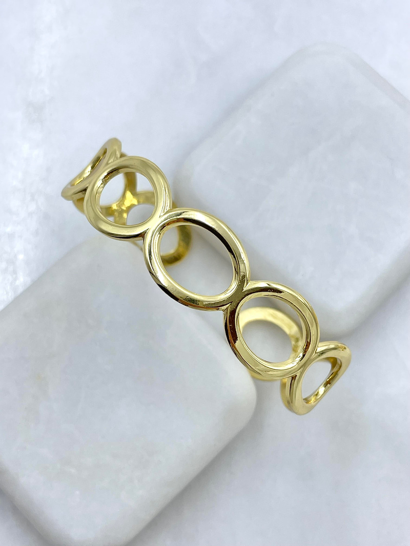 Çelik İçi Boş Daire Model Kelepçe Bileklik Gold