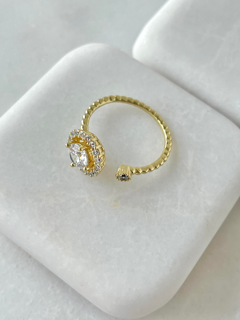 Özel Seri Büyük Küçük Daire Kristal Yüzük Gold
