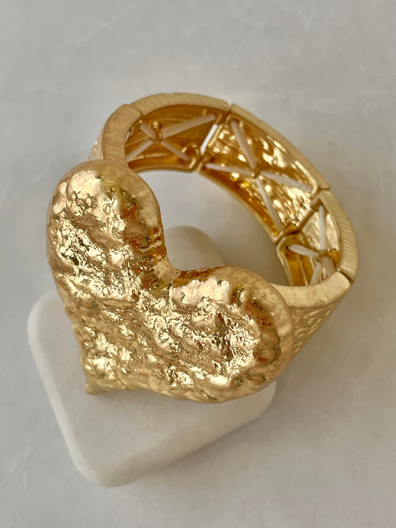 Eskitme Ezme Kalp Esnek Bileklik Gold