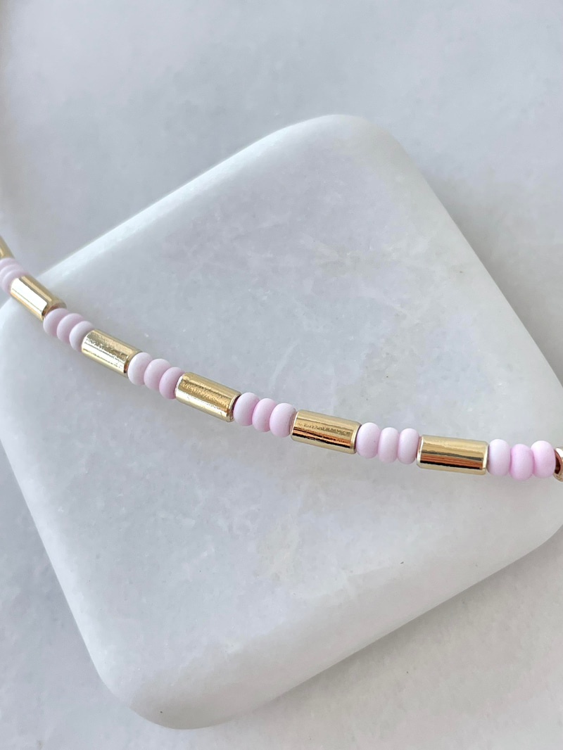 Boncuklu Silindir Kolye Pembe