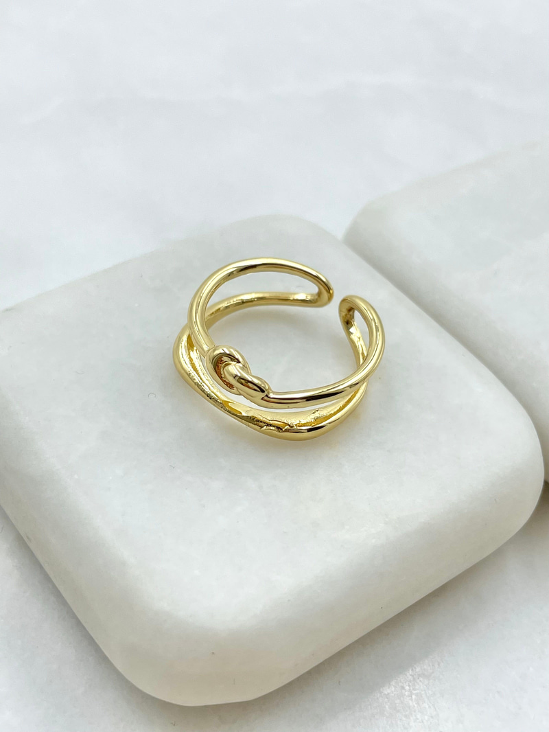 İkili Görünüm Düğüm Model Yüzük Gold