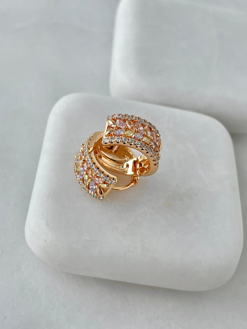Özel Seri Pastel Renkli Oval Kristal Taşlı Halka Küpe