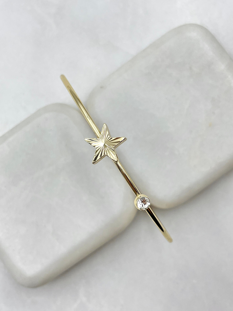 Lazer Kesim Kuzey Yıldızı Minimal Bileklik Gold