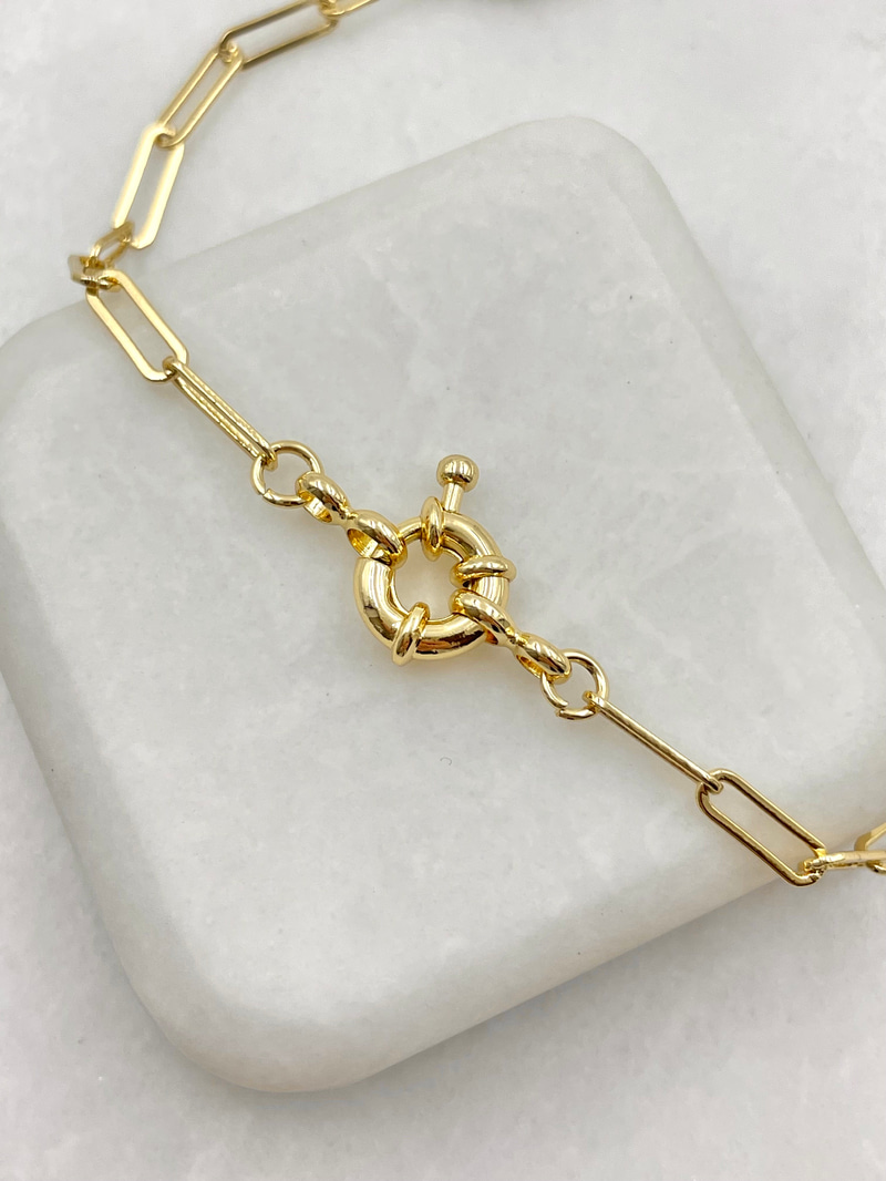 Dümen Kilit Minimal Ataç Zincir Bileklik Gold