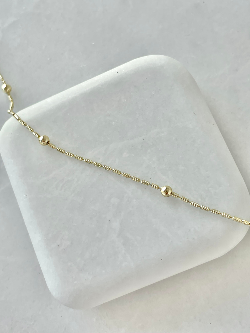 Altın Kaplama Topçuk ve Boru Zincir Minimal Kolye Gold
