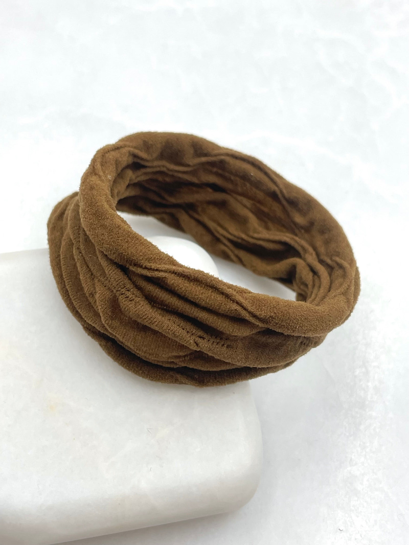 Desenli Nude Scrunchie Toka Kahve