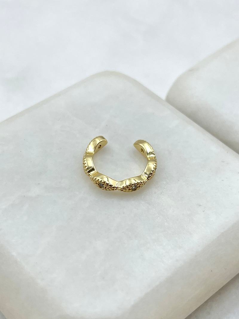 Bohem Taşlı Kıkırdak Küpe Gold