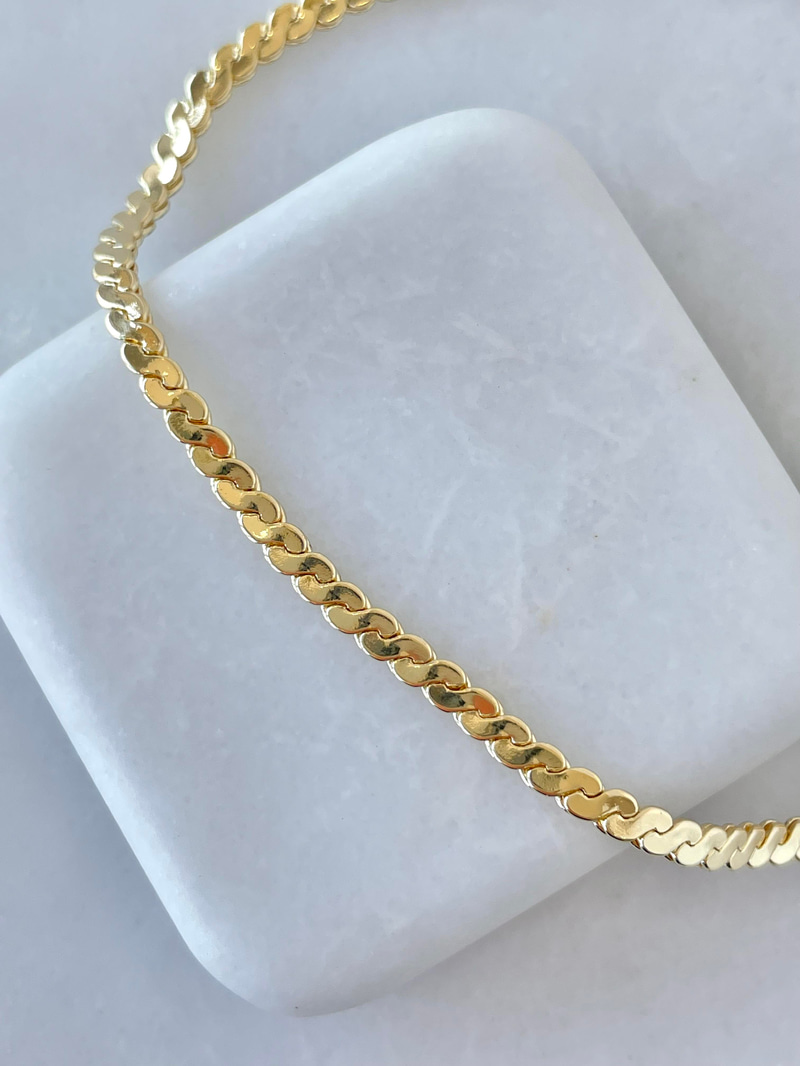 Altın Kaplama Sarmal Basic Zincir Bileklik Gold
