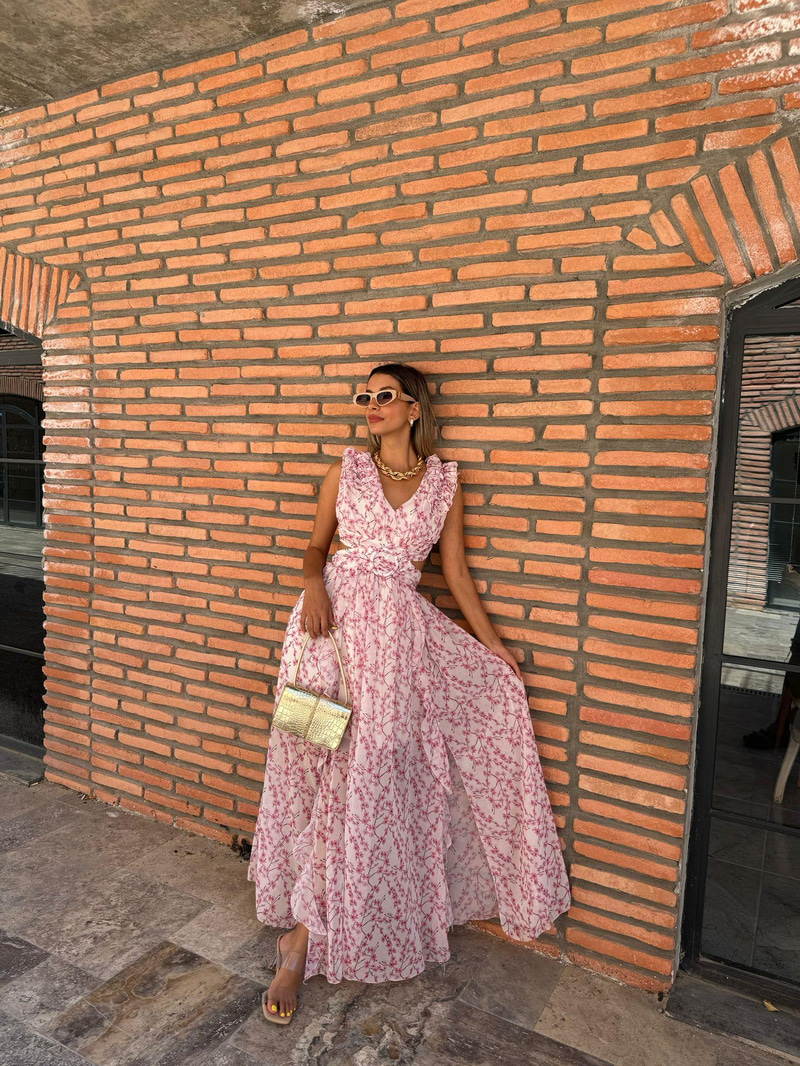 Solsa Pembe Tasarım Elbise 07062157