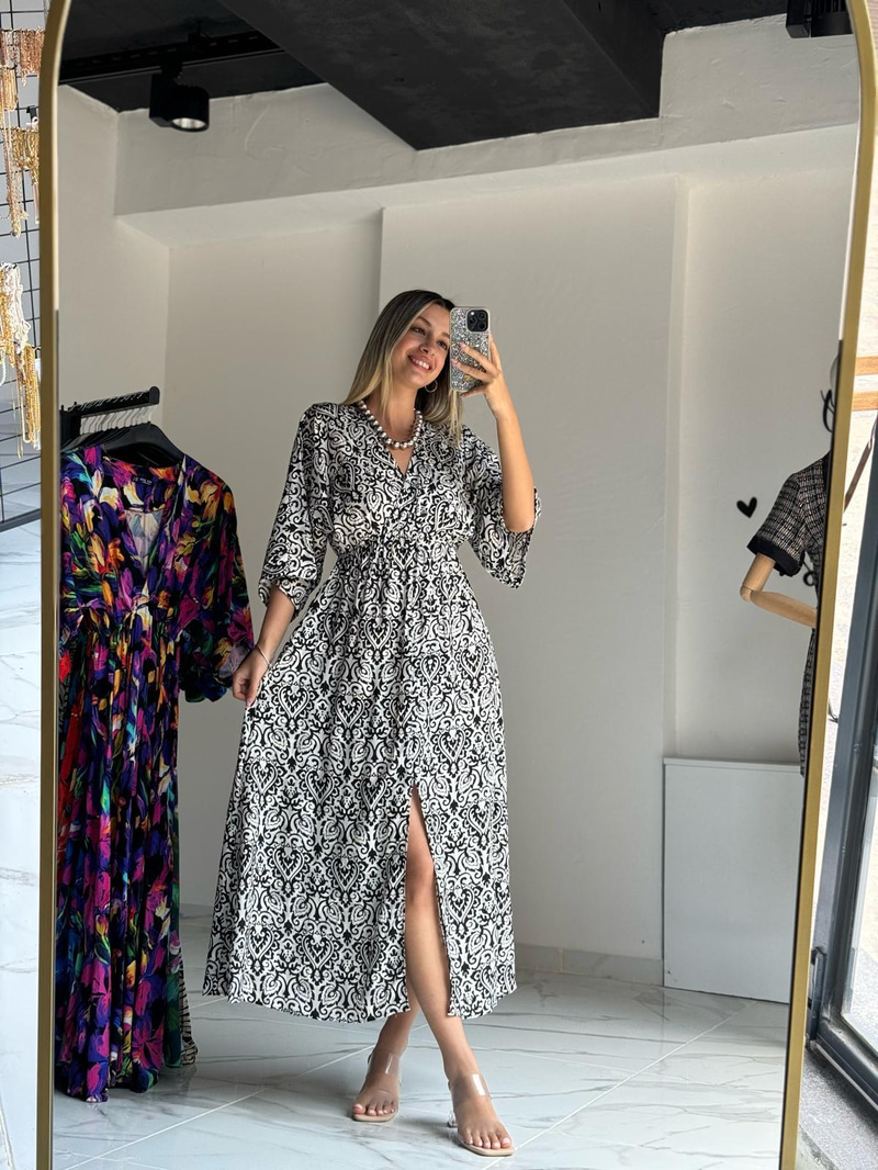 Zenya Beyaz Ebruli Elbise 1707308