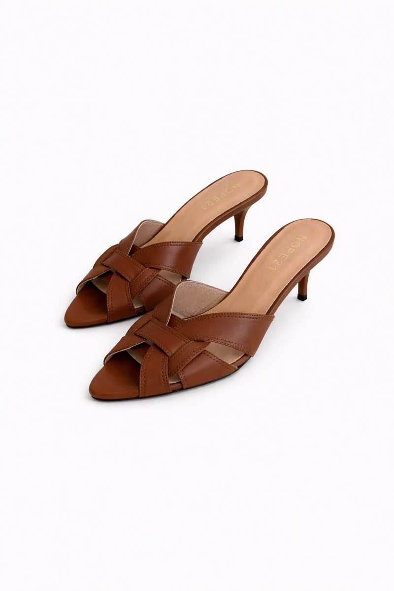 Alpha Taba Hakiki Deri Topuklu Terlik