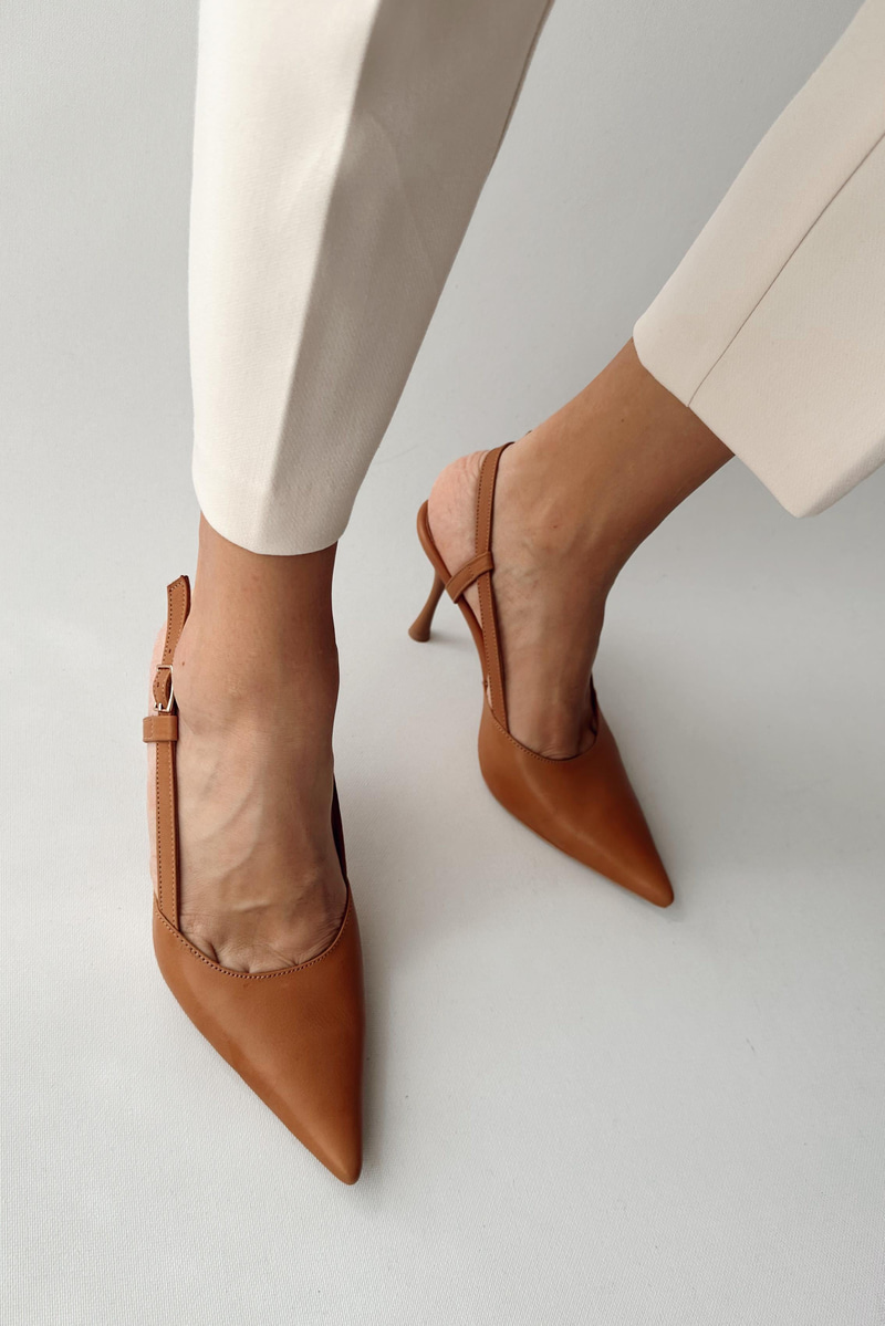 Camellia Taba Hakiki Deri Stiletto