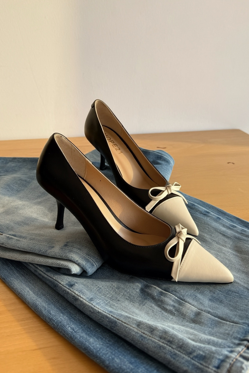 Carla Siyah Hakiki Deri Stiletto 