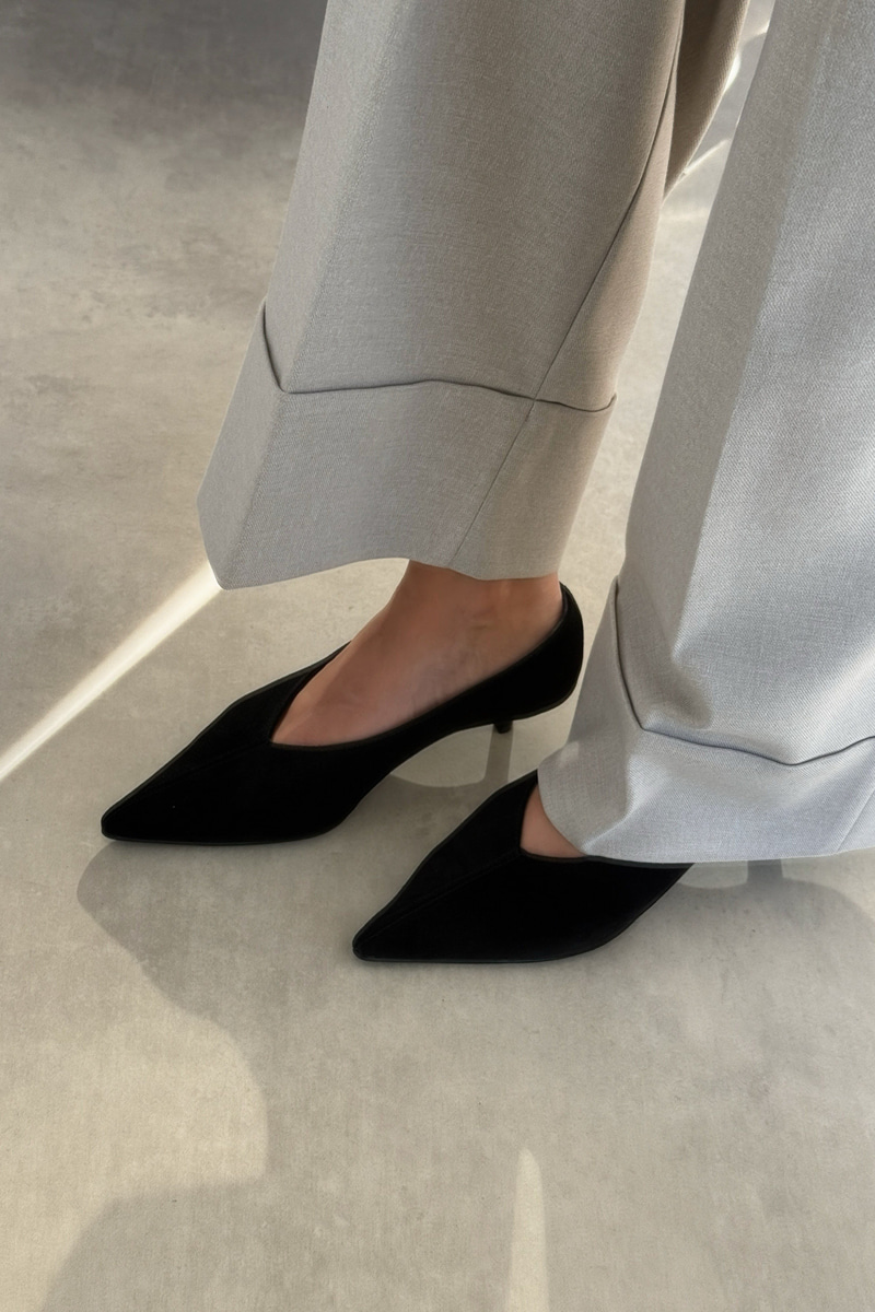Nella Siyah Hakiki Deri Süet Stiletto