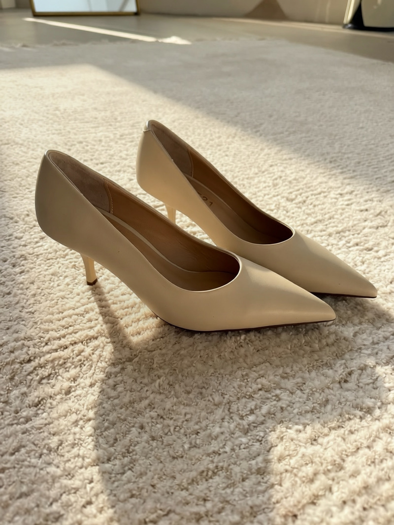 Newyork Bej Hakiki Deri Stiletto