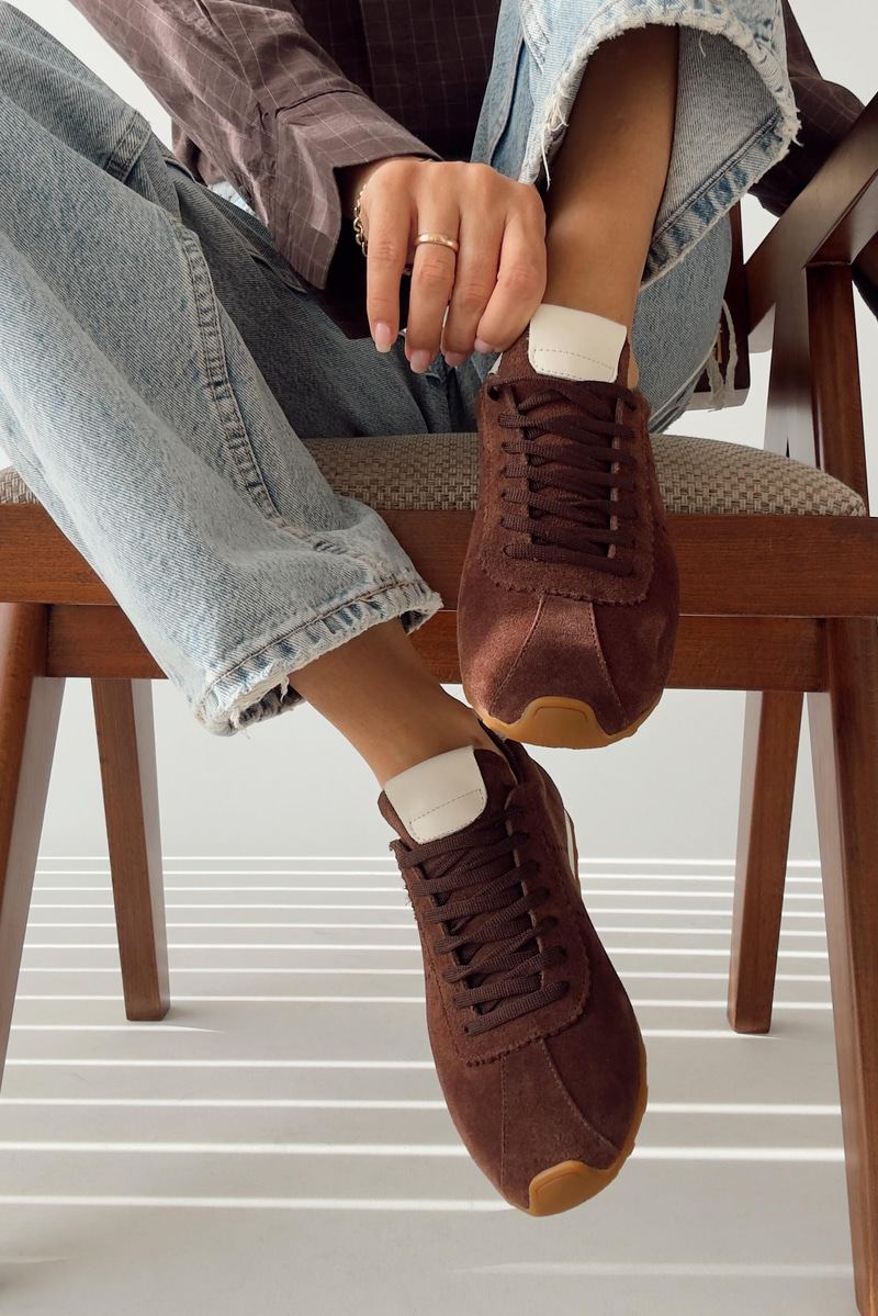 Sortie Kahverengi Hakiki Deri Sneaker
