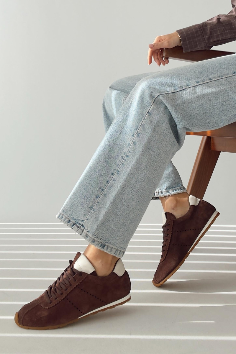 Sortie Kahverengi Hakiki Deri Sneaker