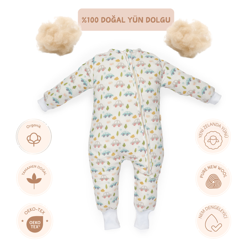 Yün dolgulu müslin Uyku Tulumu Cars