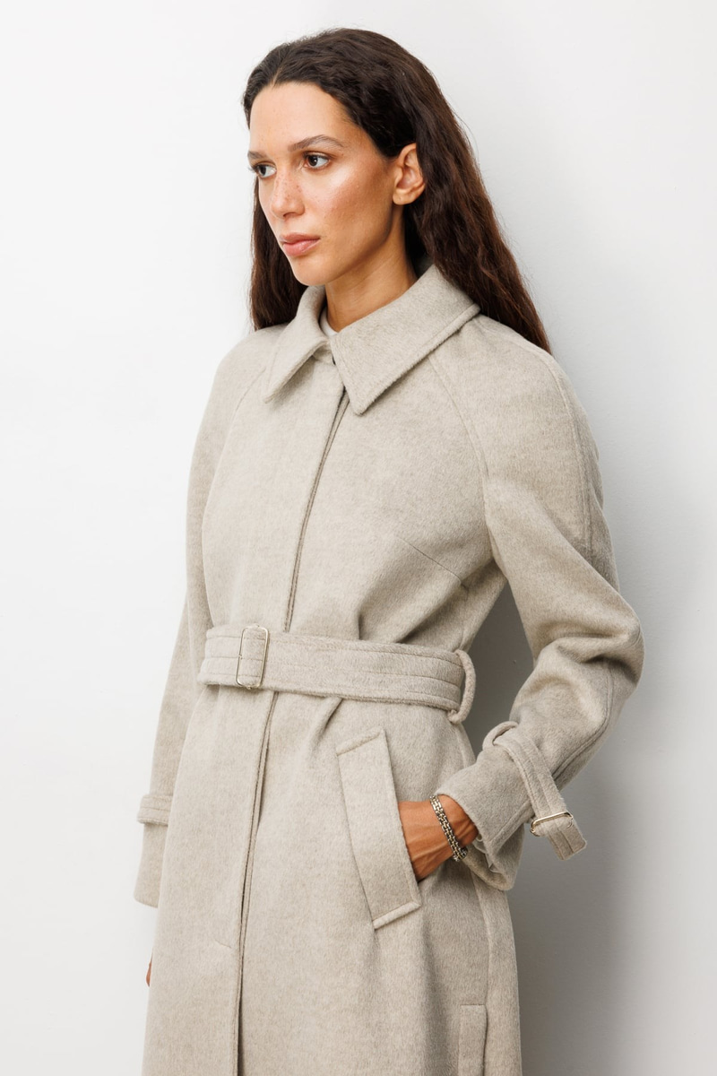 Ekol Kolu Ve Beli Kemerli Kaşe Kaban Vizon · 4