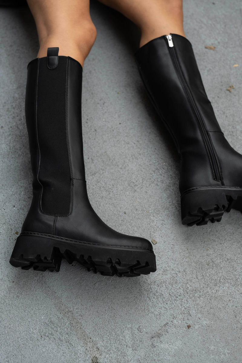 Dacisa Model Lastik Detaylı Çizme Siyah