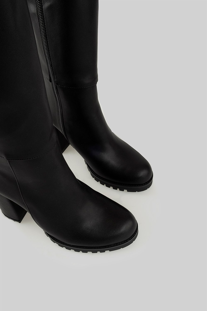 Giona Model Platform Topuklu Çizme Siyah