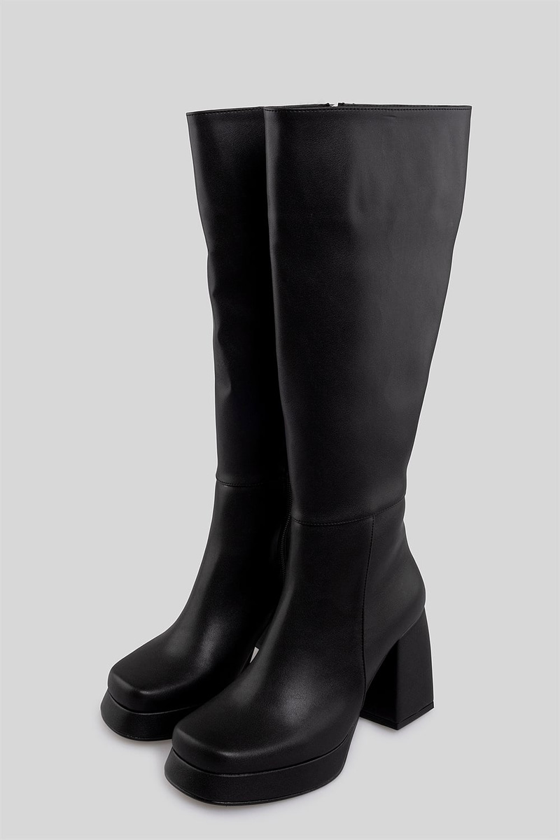 Lucretia Model Platform Topuklu Çizme Siyah