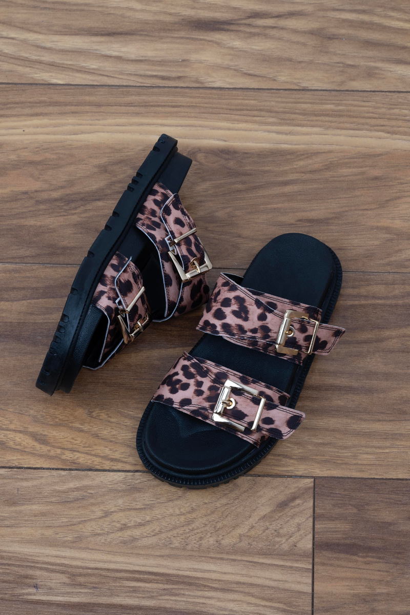 Madisa Model Kemer Detaylı Terlik Leopar