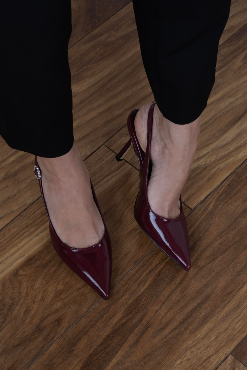 Sarrah Model Topuklu Ayakkabı Bordo Rugan