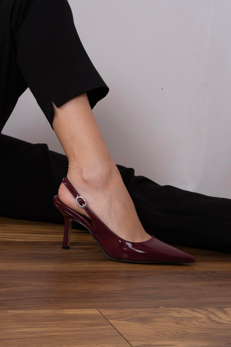 Sarrah Model Topuklu Ayakkabı Bordo Rugan