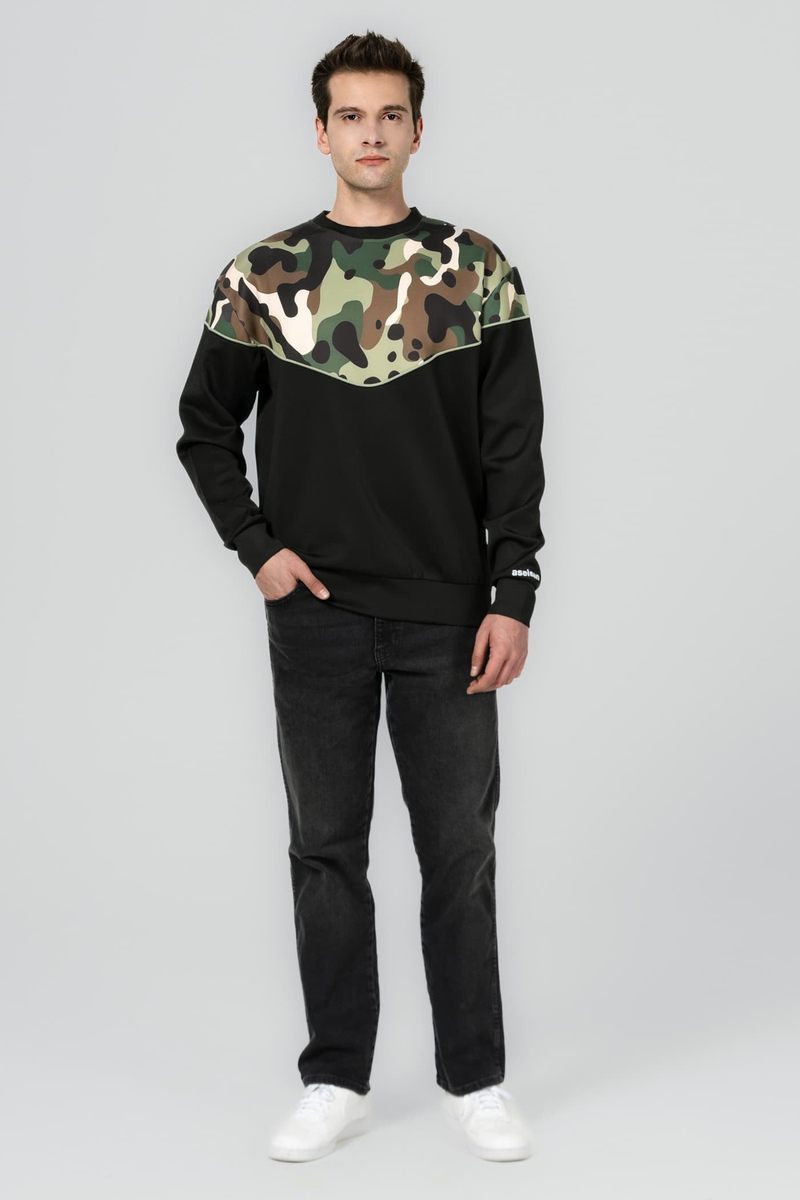 ASELSAN KAMUFLAJ DESENLİ SİYAH SWEATSHIRT
