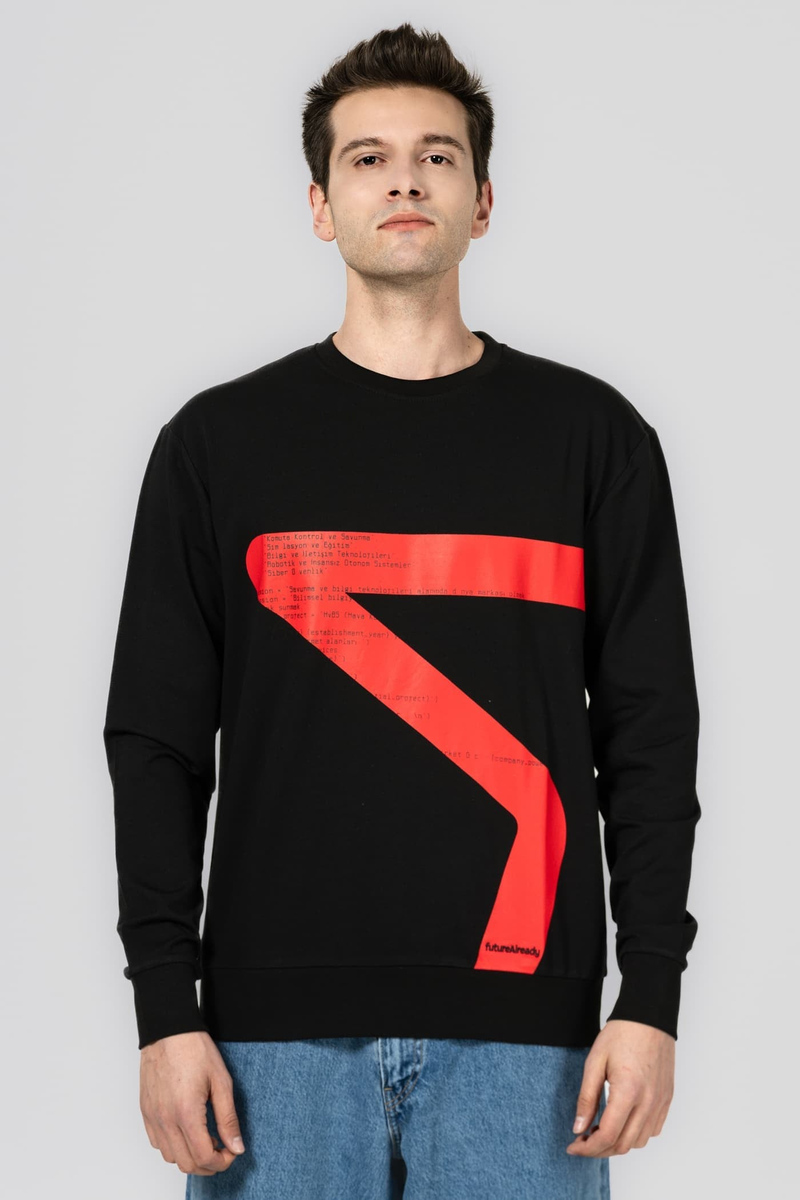 HAVELSAN KOD SATIR DETAYLI SİYAH SWEATSHIRT
