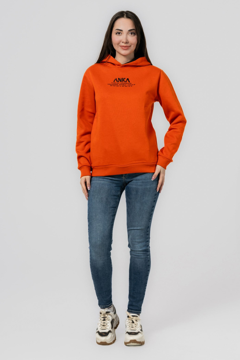 TUSAŞ ANKA YAZILI KAPÜŞONLU TURUNCU SWEATSHIRT