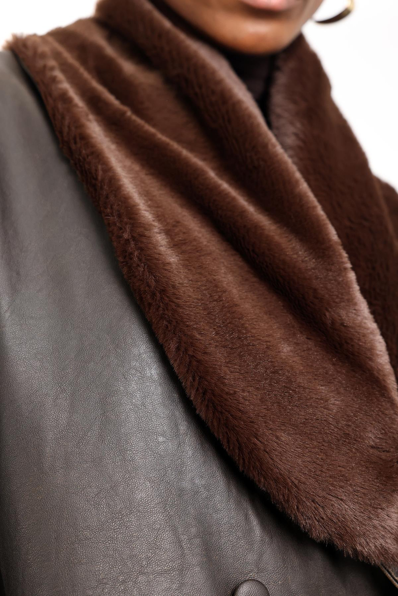 Acı Kahve Şal Yaka Deri Mont 99808